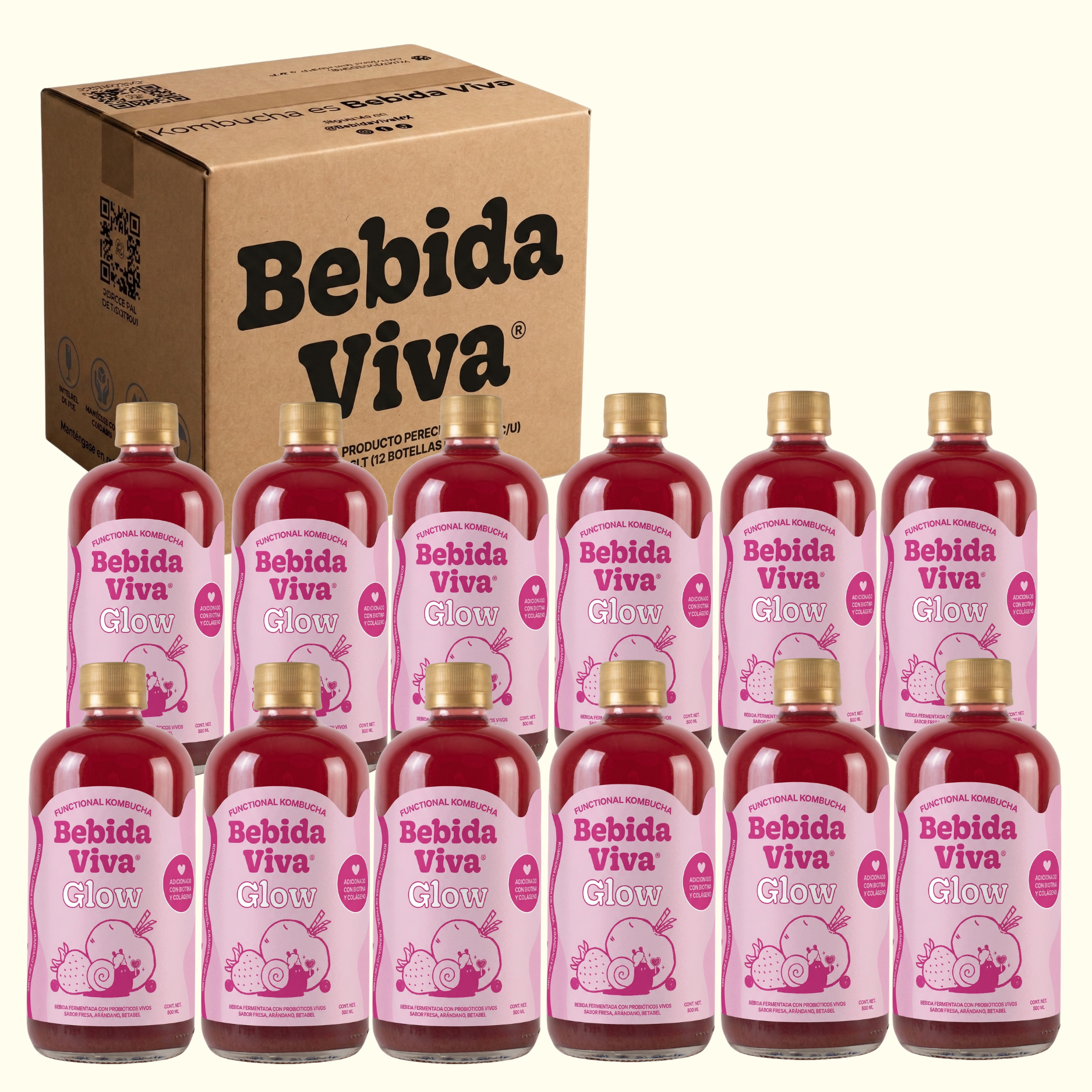 Glow - Fresa, Arándano y Betabel - 12 Pack