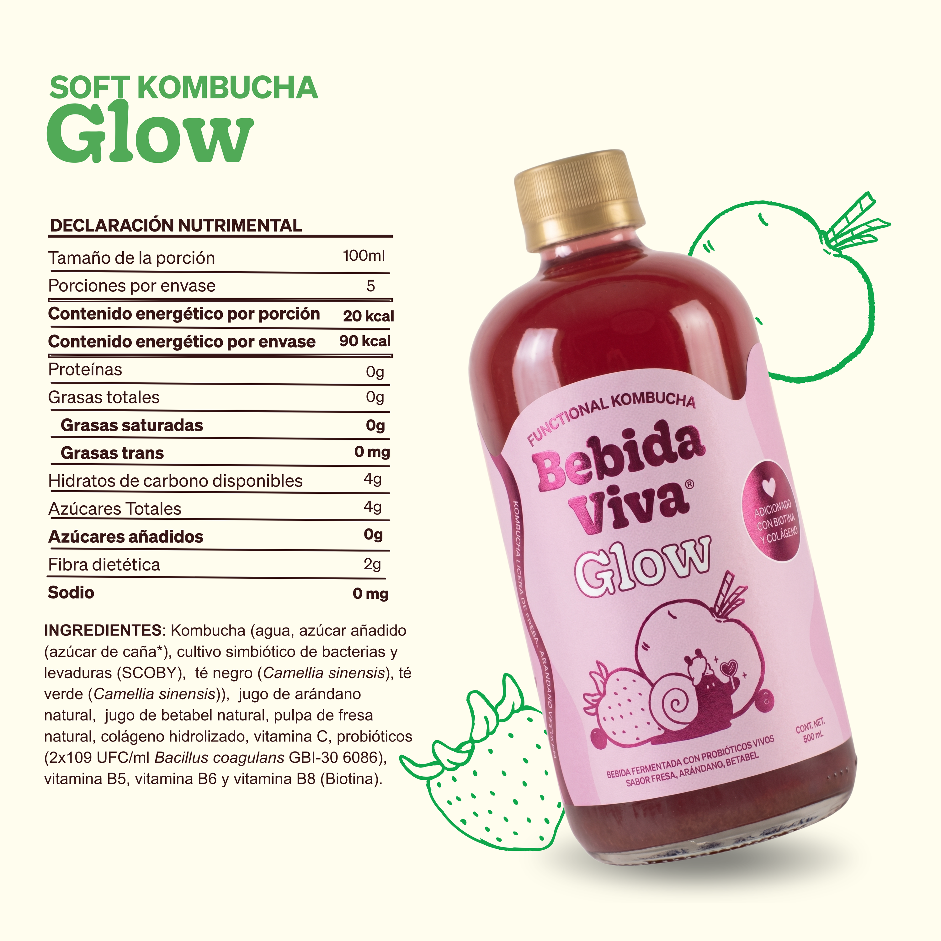 Glow - Fresa, Arándano y Betabel - 12 Pack